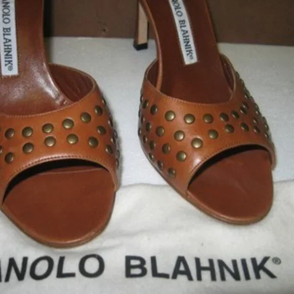 Manolo Blahnik Brown Open Toe Heel Sandals - Picture 3 of 5